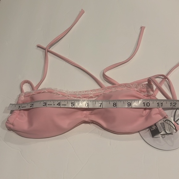 Princess Polly Haily Richard Halter Bikini Top Pink Lace Detail Size 2 - Picture 9 of 10